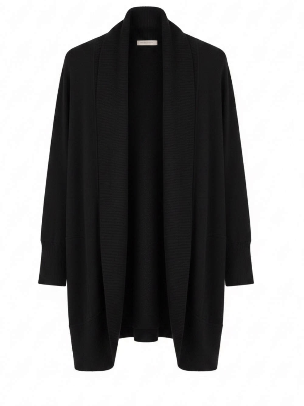 Isaac Mizrahi Black Open-Front Shawl Collar Cardigan